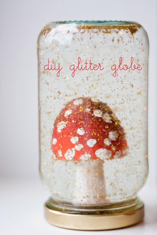diy glitter snow globes toadstool