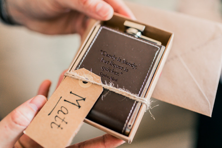 Something Borrowed Wedding Idea Hip Flask LJM Photography