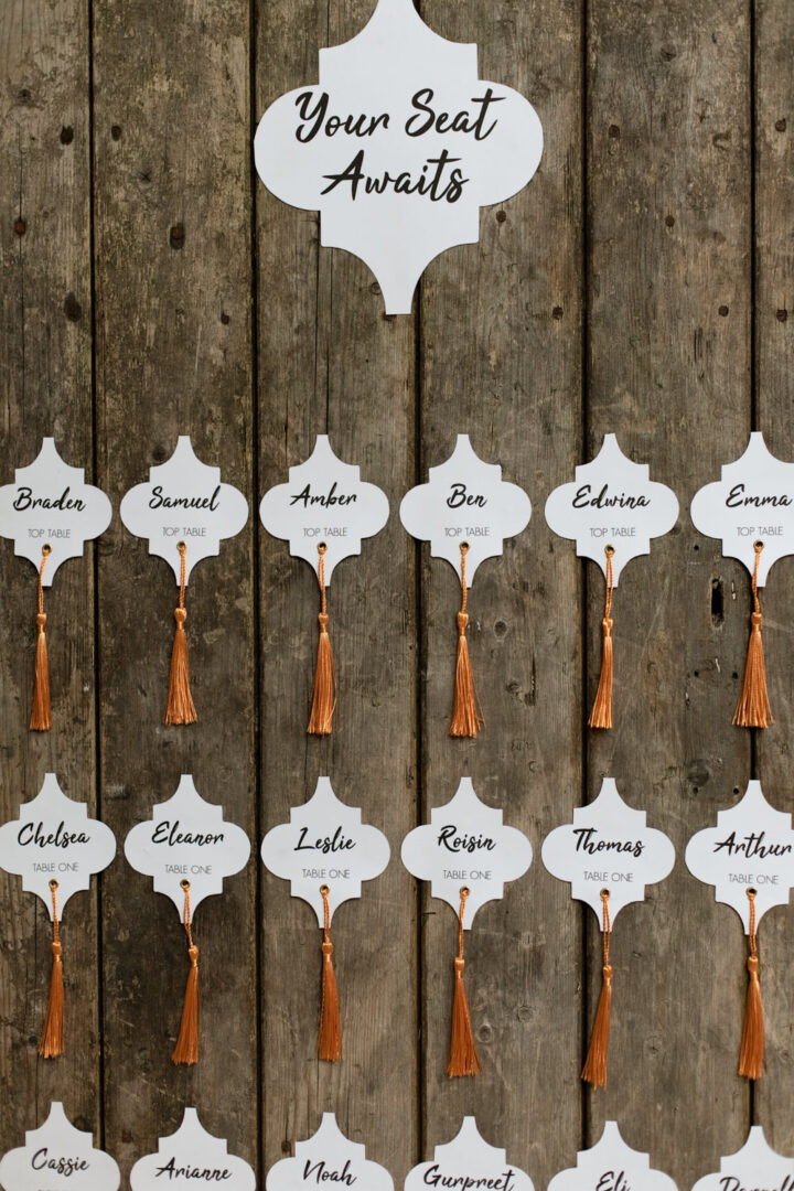 Tassel Table Plan Wedding Emma Louise Photography