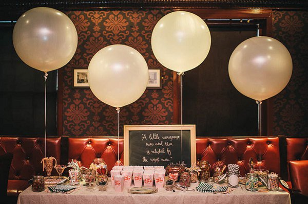 sweet table balloons wedding
