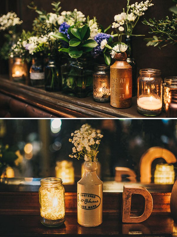flowers in bottles