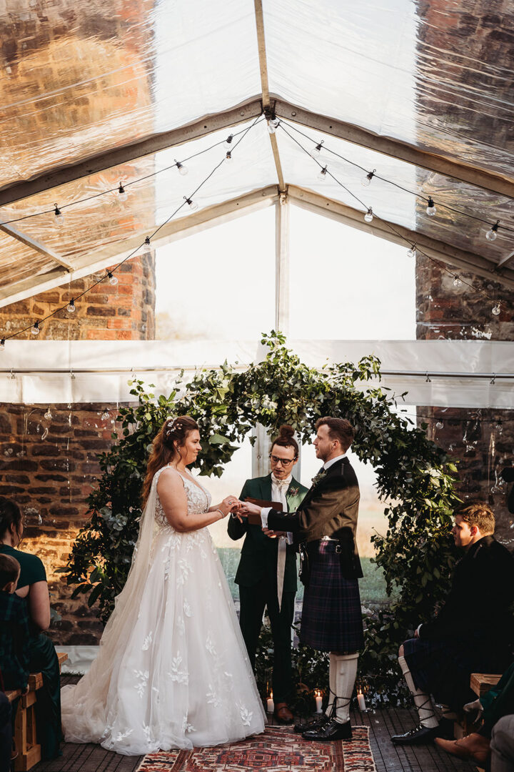 Marquee Wedding Ceremony Ruins Thyme Lane Photography