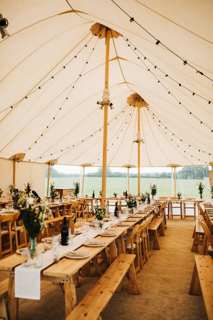 Pole Tent Marquee Wedding Decor Benches Emilie May