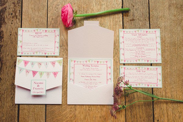 bunting wedding stationery