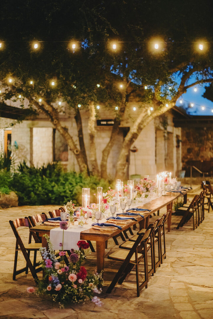 Festoon Lights Outdoor Wedding Reception Idea Two Pair Photography