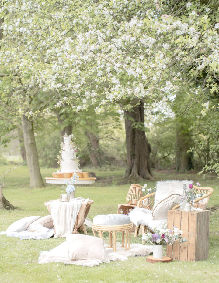 Outdoor Wedding Idea Seating Area With Love Rose Photography
