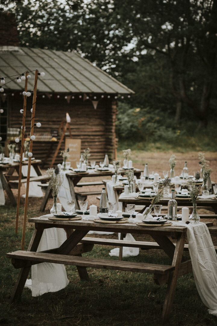 Outdoor Wedding Picnic Benches Bernadeta Kupiec
