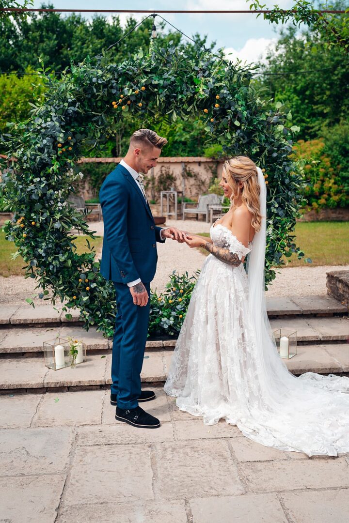 Wedding Flower Hoop Outdoor Ceremony Backdrop Emily Collett Photography
