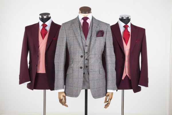 burgandy groom suit by Jack Bunneys