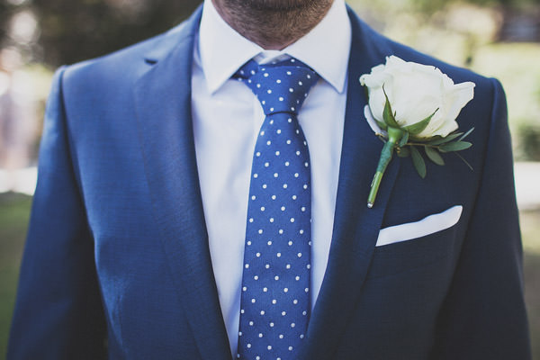 Polka dot tie groom rose buttonhole Classic Elegant Pink Wedding http://www.annahardy.co.uk/