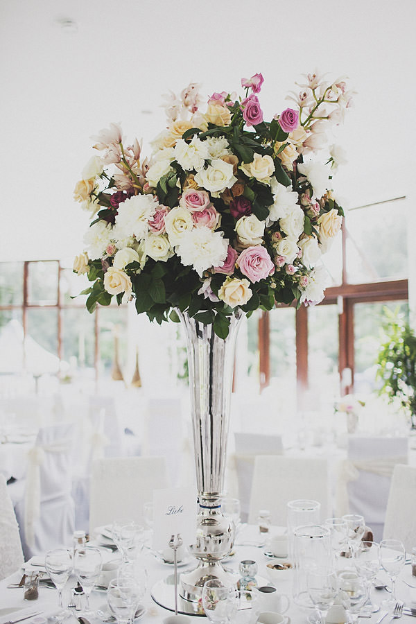 Tall flower arrangement Classic Elegant Pink Wedding http://www.annahardy.co.uk/