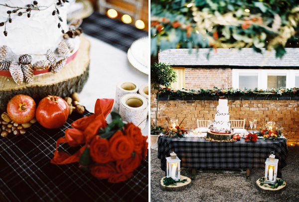 Log Cake Stand Rustic Christmas Wedding Ideas http://www.victoriaphippsphotography.co.uk/