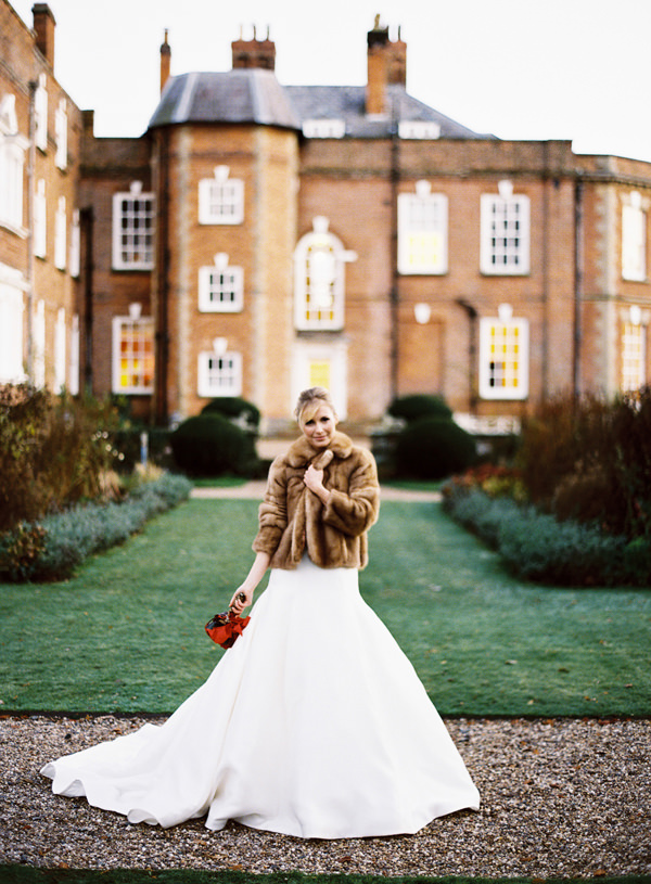 Pronovias Dress Bride Fur Coat Rustic Christmas Wedding Ideas http://www.victoriaphippsphotography.co.uk/
