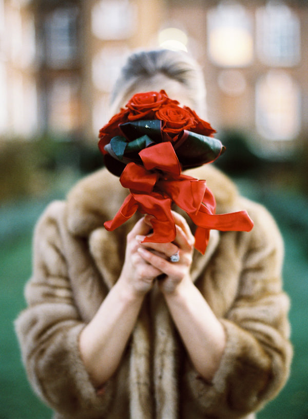 Red Rose Ribbon Bouquet Rustic Christmas Wedding Ideas http://www.victoriaphippsphotography.co.uk/