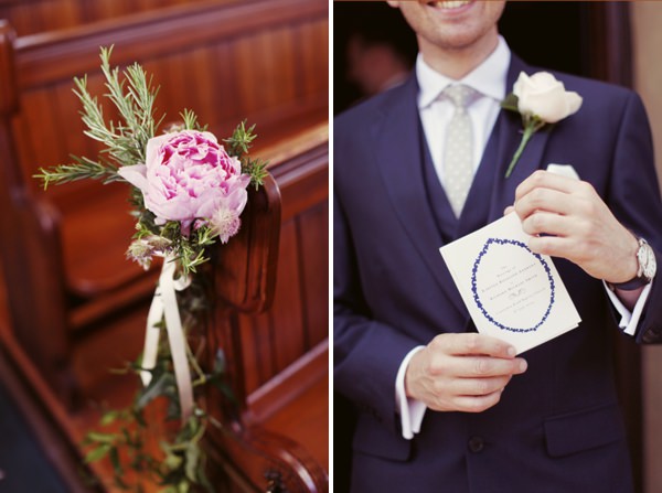Lavender Farm Tipi Wedding Peony Pew Ends http://www.rebeccaweddingphotography.co.uk/