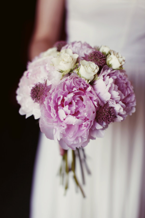 Lavender Farm Tipi Wedding Pink Peony Bouquet http://www.rebeccaweddingphotography.co.uk/