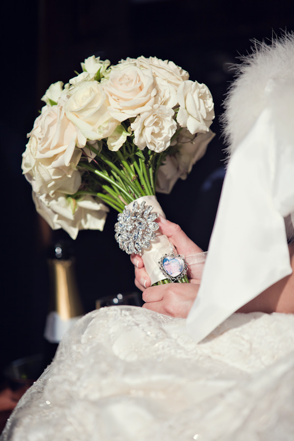 White Classic Hollywood Glamour Wedding Ivory Rose Bouquet Bridal http://www.kerryannduffy.com/