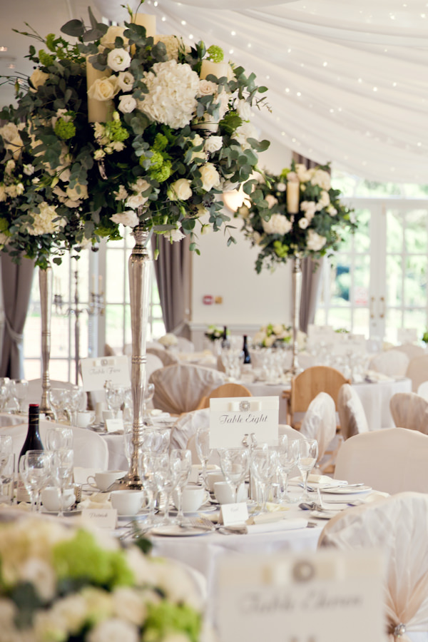 White Classic Hollywood Glamour Wedding Candelabra Flowers http://www.kerryannduffy.com/