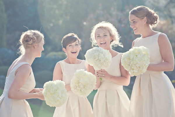 White Classic Hollywood Glamour Wedding White Bridesmaids Dessy Dresses http://www.kerryannduffy.com/