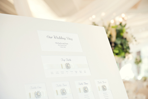 White Classic Hollywood Glamour Wedding Stationery Table Plan http://www.kerryannduffy.com/