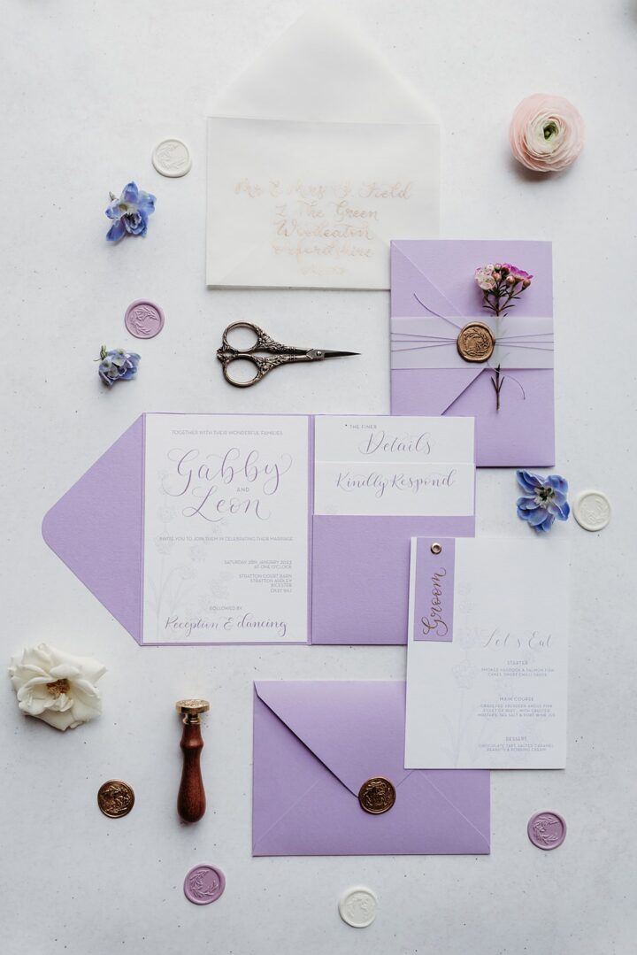 Wedding Invite Ideas Lilac Calligraphy Sarah J Scott Photography
