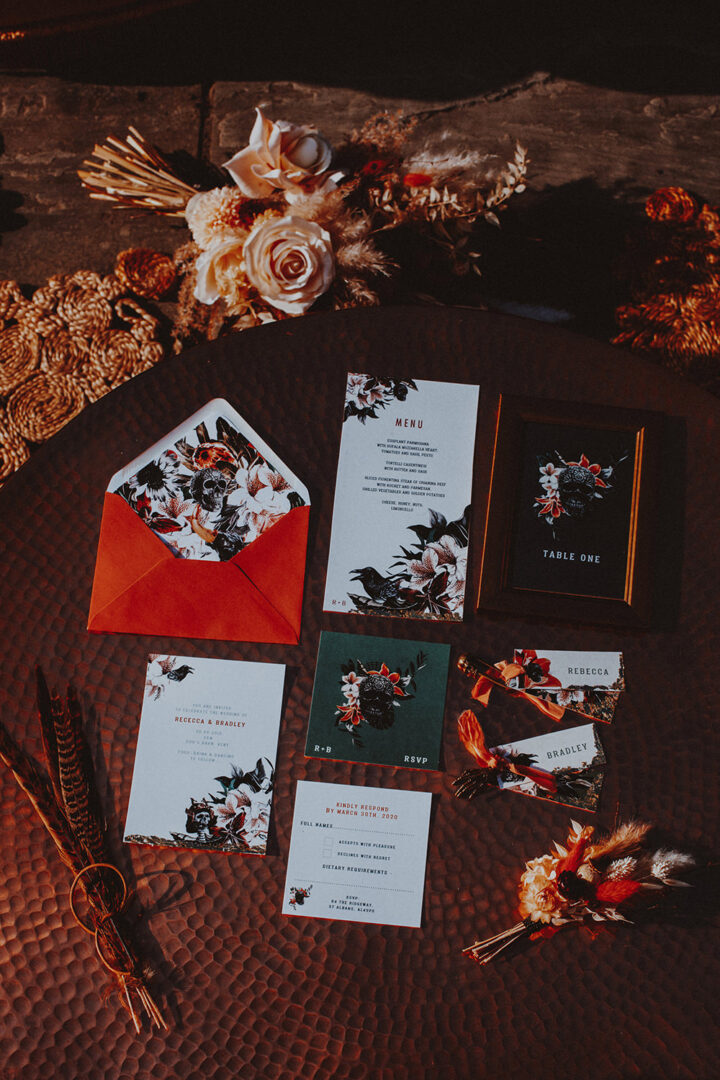Wedding Invites Black Orange Gothic YTZ Weddings
