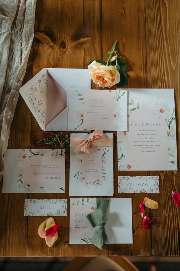 Wedding Invites Peach Green Floral Idea Gem Hicks Photography