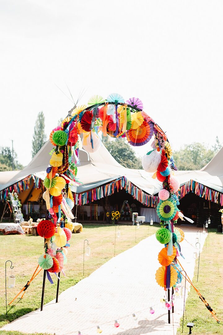 Tipi Wedding Idea Rainbow Decor Arch Fiona Kelly Photography