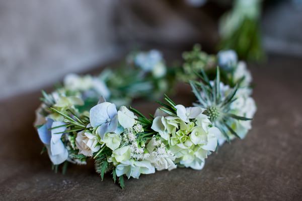 Fresh Fun Relaxed Blue & Green Wedding Flower Crown http://www.katherineashdown.co.uk/