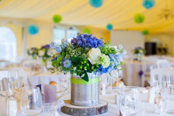 Fresh Fun Relaxed Blue & Green Wedding Tin Flowers http://www.katherineashdown.co.uk/