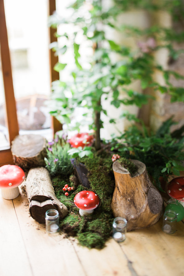 Whimsical Woodland Fairytale Wedding Moss Log Toadstools http://www.lisadawn.co.uk/