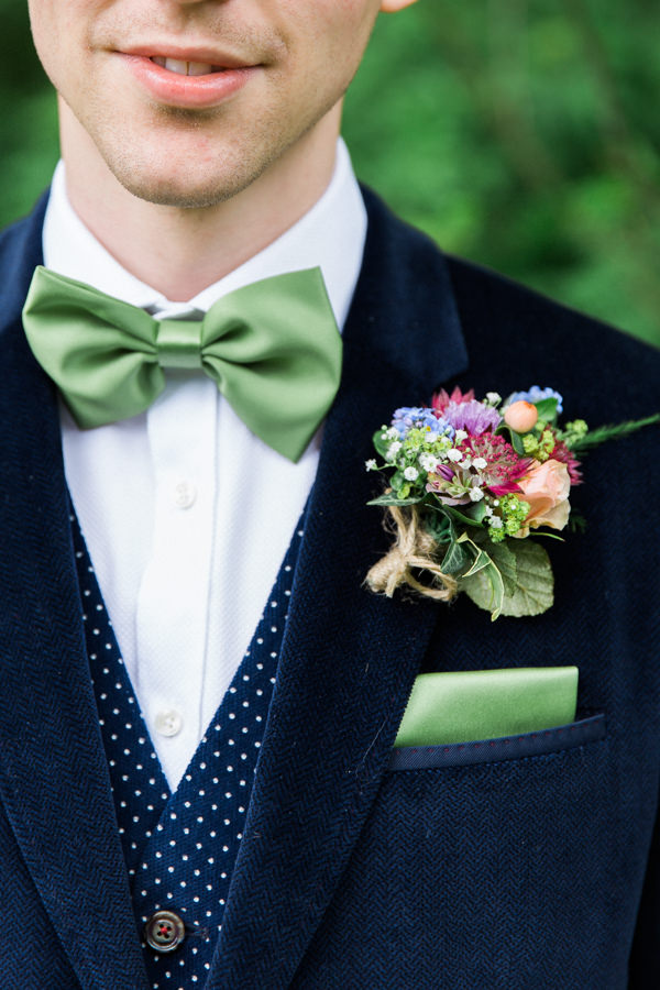 Whimsical Woodland Fairytale Wedding Bow Tie Groom Buttonhole http://www.lisadawn.co.uk/