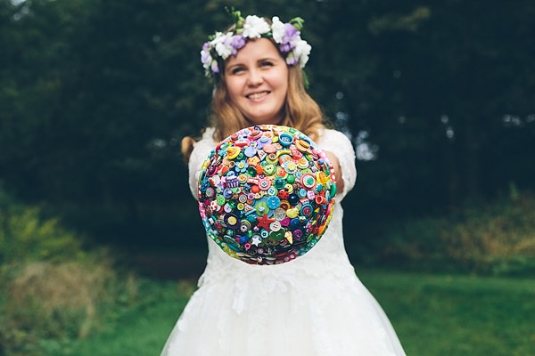 Creative Fun Rainbow Wedding Button Bride Bouquet http://www.christinewehrmeier.com/