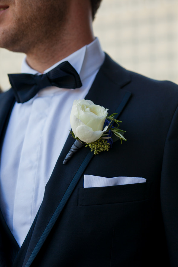 Simple Elegant Black Tie Minnesota Wedding Rose Buttonhole Groom http://www.erinjohnsonphotoblog.com/