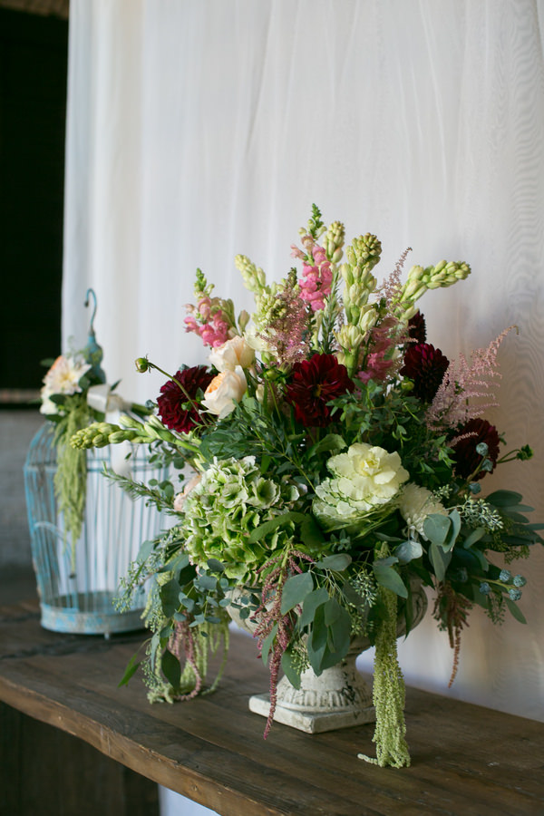Simple Elegant Black Tie Minnesota Wedding Burgundy Ivory Flower Arrangement http://www.erinjohnsonphotoblog.com/