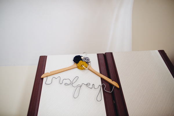 Custom Bride Dress Hanger Dress Creative Yellow 'Greys' Waterfall Woods Wedding http://www.lucylittle.co.uk/