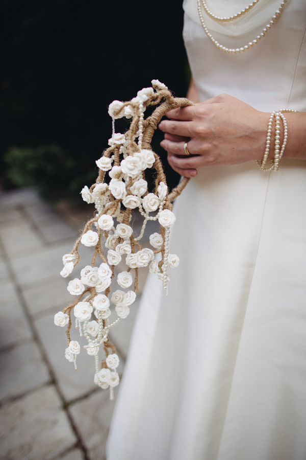 Wool Flowers Alternative Bridal Bouquet Creative Yellow 'Greys' Waterfall Woods Wedding http://www.lucylittle.co.uk/