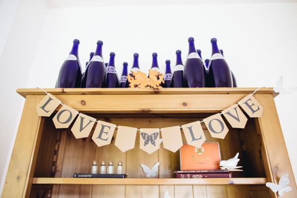Brown Paper Love Bunting Creative Yellow 'Greys' Waterfall Woods Wedding http://www.lucylittle.co.uk/