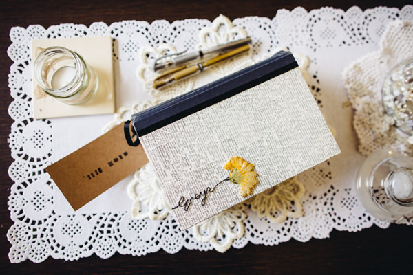 Dictionary Guest Book Creative Yellow 'Greys' Waterfall Woods Wedding http://www.lucylittle.co.uk/
