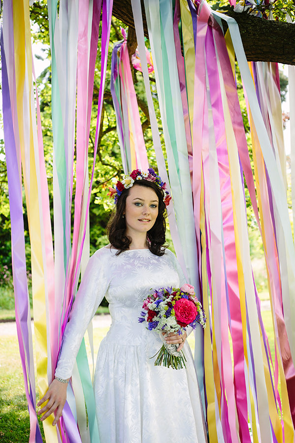 Vintage Bride Colourful Outdoor Blooms Ribbons Wedding Ideas http://www.paperangelphotography.co.uk/ 