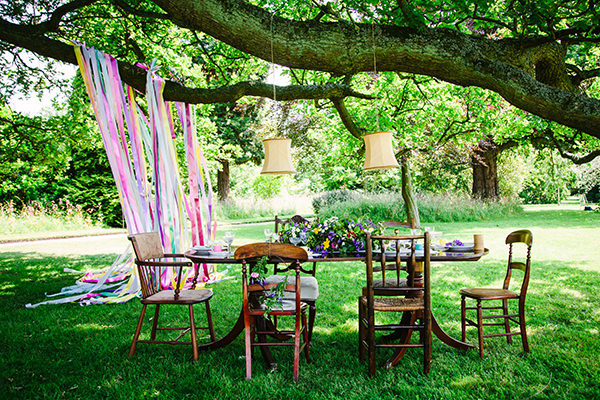 Colourful Outdoor Blooms Ribbons Wedding Ideas http://www.paperangelphotography.co.uk/