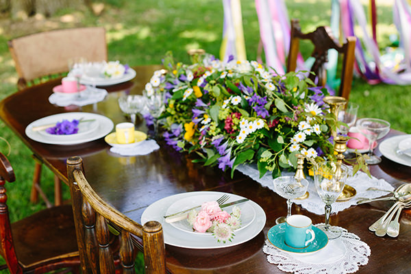Colourful Outdoor Blooms Ribbons Wedding Ideas http://www.paperangelphotography.co.uk/