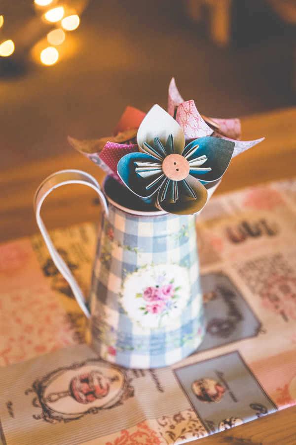 Paper Flowers Origami Jugs Centrepiece Vintage Tea Party Tipi Wedding http://lovethatsmilephotography.com/
