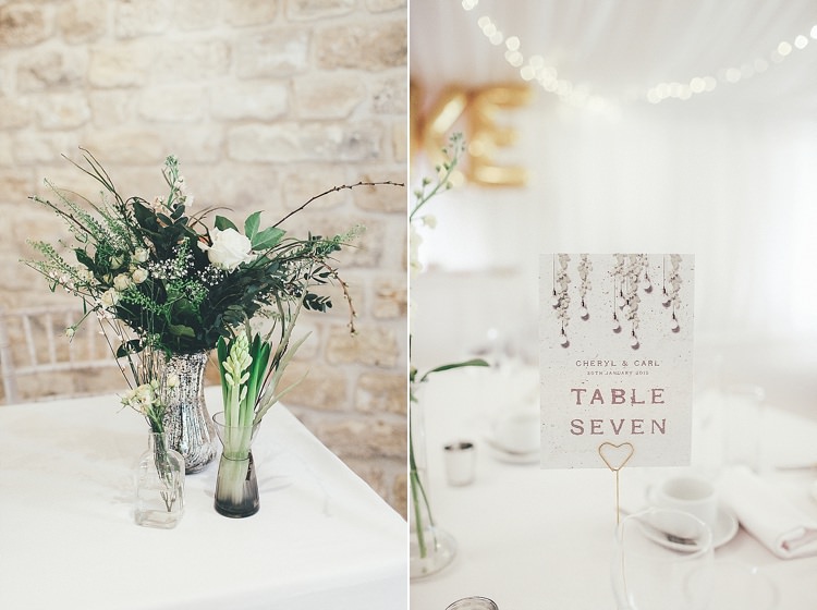 Table Number Lucy Ledger Stationery Whimsical Green White Fairy Lights Winter Wedding http://jesspetrie.com/