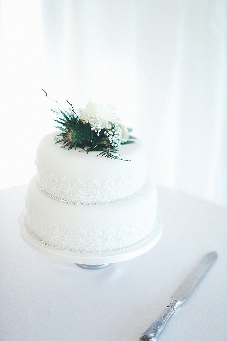 Classic Cake Whimsical Green White Fairy Lights Winter Wedding http://jesspetrie.com/