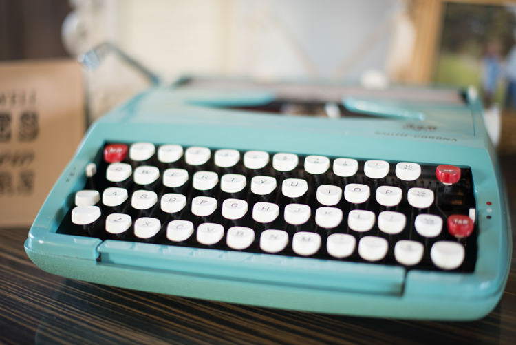 Type Writer Guest Book Charming Orange Navy Rustic Wedding http://www.kayleighpope.co.uk/