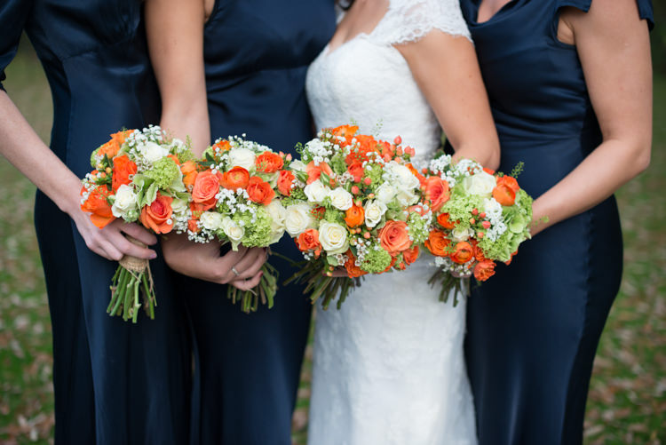 Rose Ivory Bouquets Flowers Bride Bridesmaid Bridal Autumn Charming Orange Navy Rustic Wedding http://www.kayleighpope.co.uk/