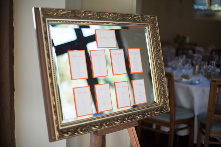 Mirror Table Seating Plan Charming Orange Navy Rustic Wedding http://www.kayleighpope.co.uk/