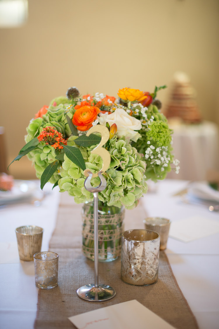 Green Hydrangeas Flowers Centerpiece Roses Tables Charming Orange Navy Rustic Wedding http://www.kayleighpope.co.uk/