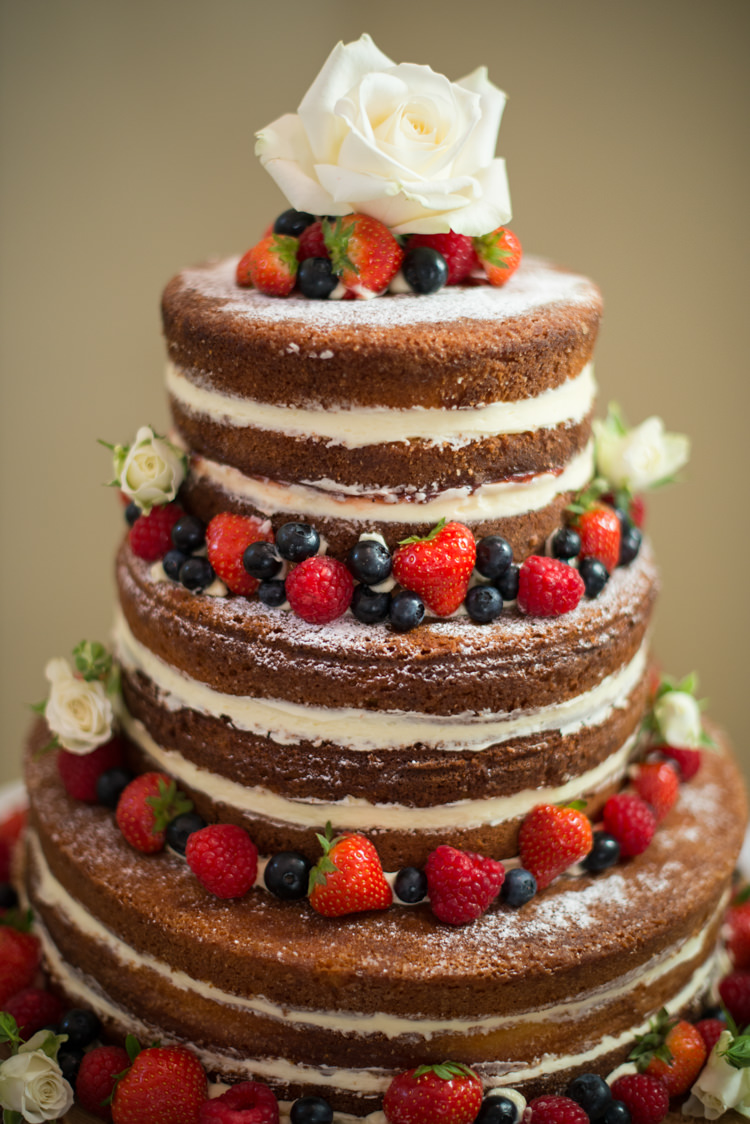 Naked Victoria Sponge Layer Cake Fruit Flowers Charming Orange Navy Rustic Wedding http://www.kayleighpope.co.uk/